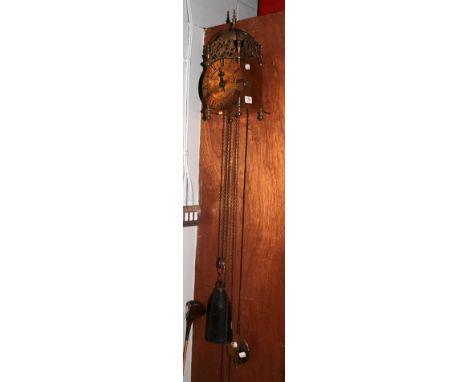 A 20th century striking brass lantern clock, dial later inscribed, Thos Moore, Ipswich   