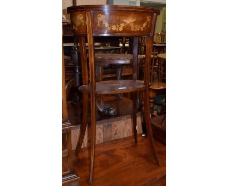 A late Victorian mahogany and marquetry inlaid jardiniere table, purchased from Barham Antiques, Portobello Road, London 