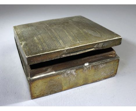 Hallmarked silver cigarette box with engine turned design A/F total weight 138g