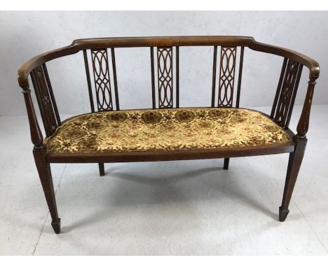 Edwardian two seater salon sofa, approx 118cm in length (A/F)