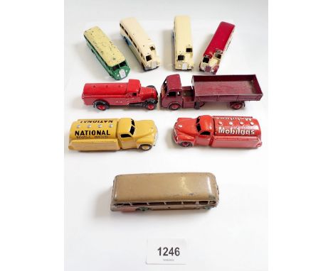 A collection of nine vintage Dinky buses and lorries 