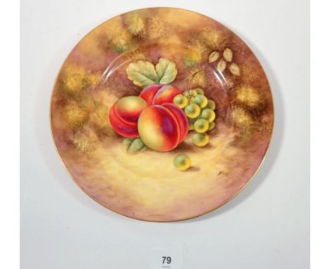A Royal Worcester plate painted fruit by J Smith, 27cm diameter 