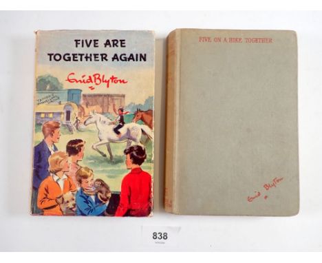 Two Enid Blyton First Editions - Five are Together Again 1963 with dust cover and Five on a Hike Together 1951 