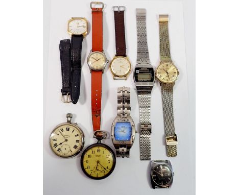 A group of gentleman's wristwatches including a Lunesa Incabloc, Xernus, Rotary etc plus Ingersoll and Services army pocket w