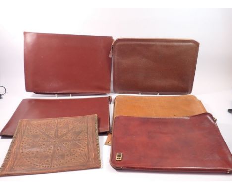 Four various vintage leather document wallets and two others 