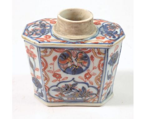 A Chinese 18th century Imari porcelain tea caddy - no lid, 8.5cm tall 