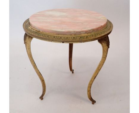 A vintage brass and marble circular occasional table, 40cm diameter 