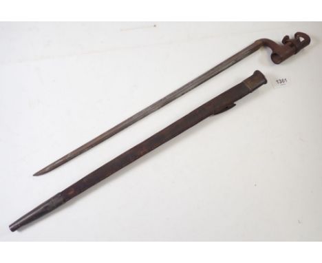 A 19th century socket bayonet and scabbard 