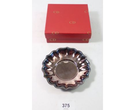 A Christian Dior silver plated pin dish, boxed - 11.5cm diameter 