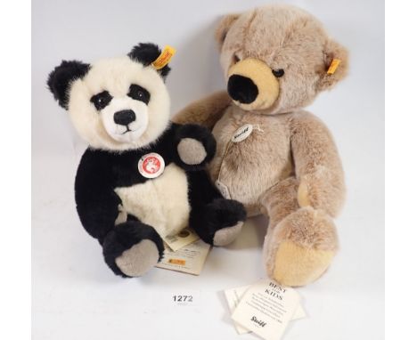 A Steiff panda and a Steiff Emil bear 