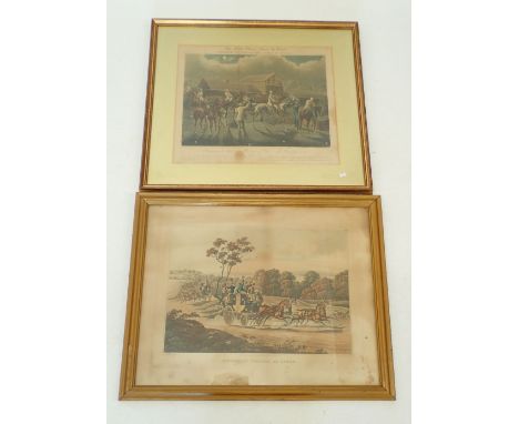 An early 19th century engraving Opposition Coaches at Speed by Newhouse engraved by F Rosenberg published 1832 and another 'T