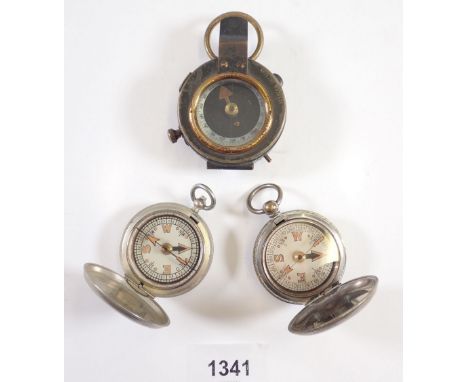 A WWI Terassse W Co compass, a West &amp; Partners compass and a Baker &amp; Sons WWII compass 
