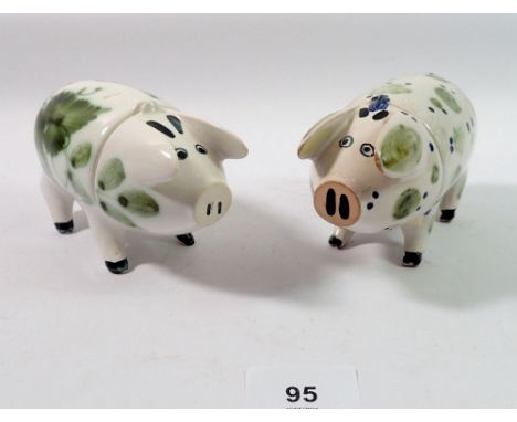 A Rye Pottery vintage Sussex pig with incised legend @Won't be druv' with detachable label acting as a jug and drinking vesse