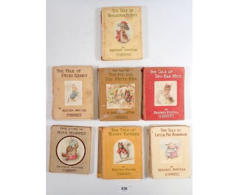Seven Beatrix Potter early or First Edition books 