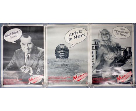 A set of three original vintage The Motors 1977 debut album promotional posters, 58 x 41cm 