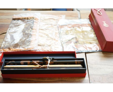 Chinese scroll & 3 wall hangings 