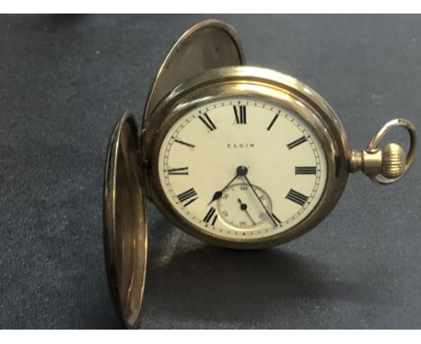 Elgin gold plated pocket watch - no glass 