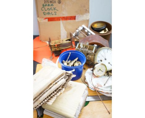Collection of clock parts to include tools - tools not photographed 