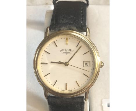 Gents Rotary swiss made quartz watch with date, not currently ticking, possibly requires a battery