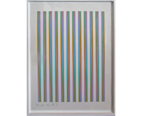 BRIDGET RILEY C.H. C.B.E. (B.1931) 'PRINT FOR CHICAGO 8', screenprint in colours on paper, signed, numbered and dated 1971 in
