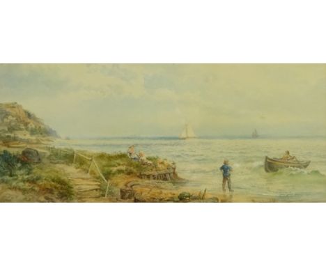 Leopold Rivers (British 1850-1905): 'High Tide at Runswick Yorks', watercolour signed and titled 14.5cm x 33.5cmProvenance: w