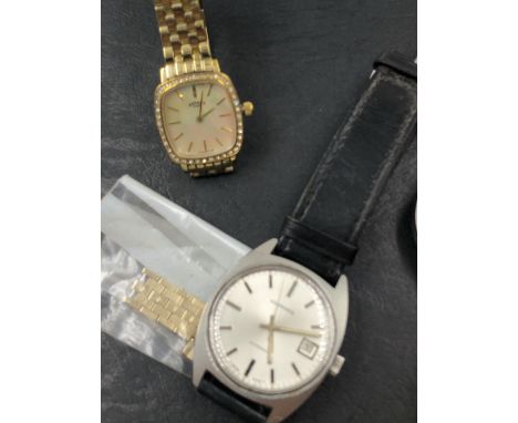 FOUR VARIOUS WRIST WATCHES TO INCLUDE A VINTAGE GARRARD, AND SEKONDA, A ROTARY AND A CITIZEN ECO DRIVE. 
