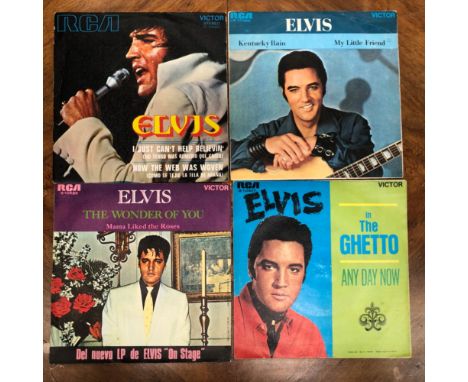 ELVIS PRESLEY 12 x SINGLES IN PICTURE SLEEVES FROM VARYING COUNTRIES, SPAIN, AUSTRALIA, US INLUDING "I JUST CAN'T HELP BELIEV