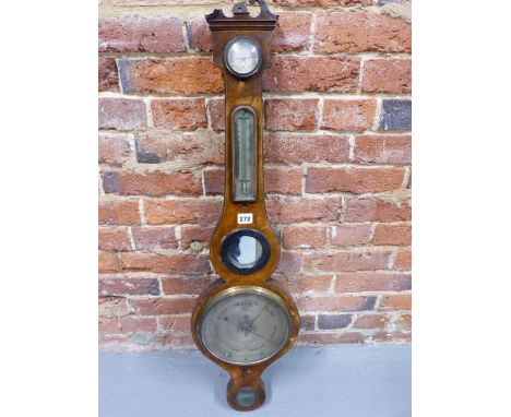 A SALMON, OXFORD, A LINE INLAID MAHOGANY BANJO BAROMETER WITH A MERCURY THERMOMETER ABOVE A MIRROR AND THE SILVERED DIAL