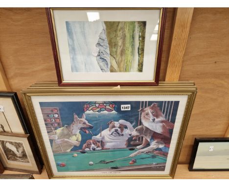 A SET OF FOUR PRINTS AFTER ARTHUR SARNOFF AND A SMALL WATERCOLOUR 