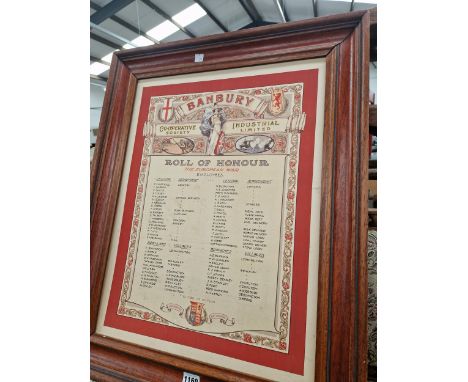 A FIRST WAR BANBURY COOPERATIVE SOCIETY ROLL OF HONOUR. 