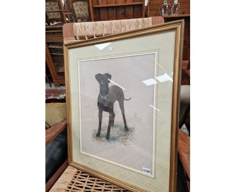 A PASTEL PORTRAIT OF A DOG CORBY SIGNED KEVIN HUNT 