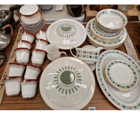 A ROYAL DOULTON TAPESTRY PATTERN PART DINNER SERVICE AND A VINTAGE TEA SET.