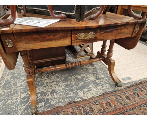 A REGENCY ROSEWOOD AND BRASS MOUNTED SOFA TABLE 