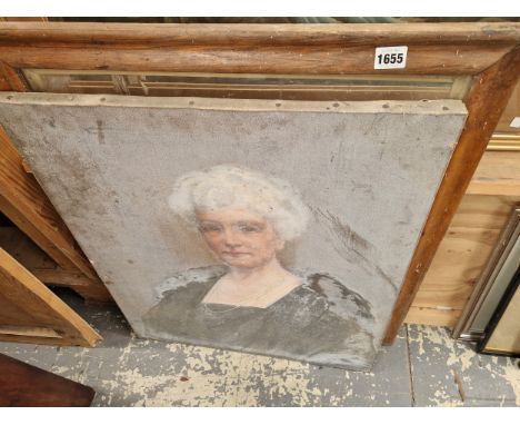 ANTIQUE OIL ON CANVAS PORTRAIT. 