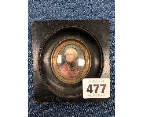 A 19th C. PORTRAIT MINIATURE OF A RELIGIOUS TYPE. 
