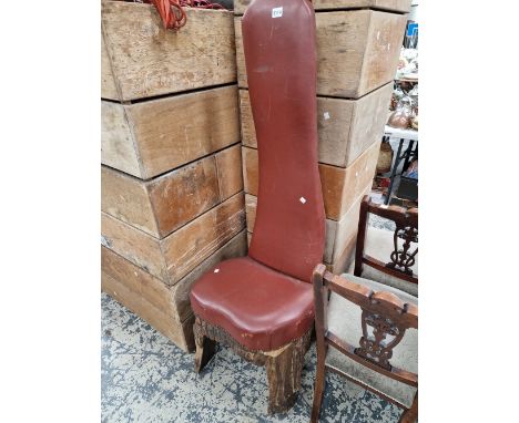 A RUSTIC TREE TRUNK HALL CHAIR 