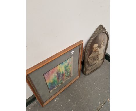 A 20TH CENTURY ABSTRACT INK STUDY TOGETHER WITH A PHOTOGRAPHIC PORTRAIT