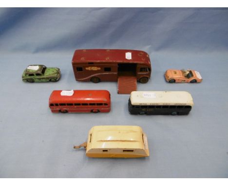 SIx assorted play worn dinky toys, in wayworn condition. 981 British rail horse box