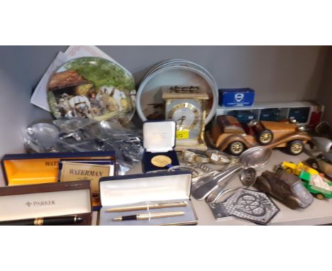 Miscellaneous household items to include ladies watches, a vintage AA car mascot, Waterman pen and others, diecast vehicles a