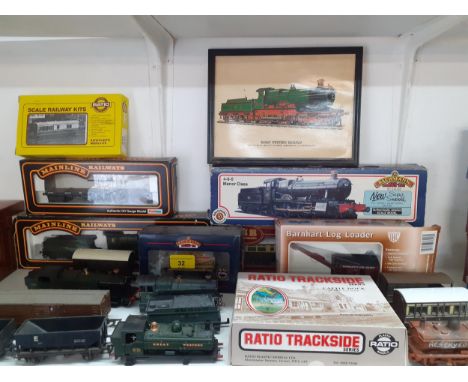 Boxed model railway engines and carriages to include a Bachmann Branch-Line 00 gauge Manor Class engine and Mainline Railways