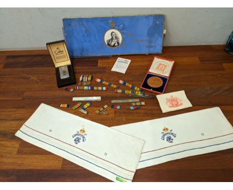 Collectables to include a pair of Irish linen napkins with Coronation embroidery, an 1837 medallion, a Colibri lighter and WW