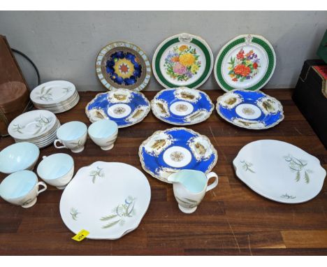 Ceramics to include a Royal Albert Festival teaset, Royal Worcester plate, four Copeland Garrett painted plates and other ite