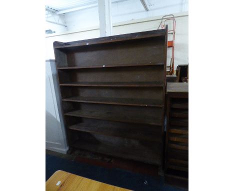 A Stained Pine Seven Shelf Open Book Case, 144cm Wide 