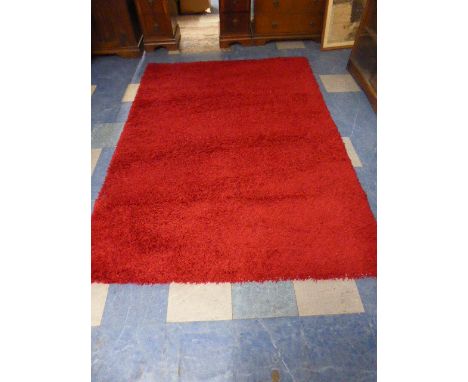 A Red Shag Pile Vintage Rug 2.3x1.6m