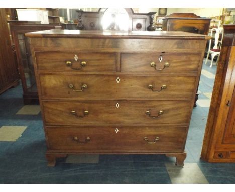 A 19th Century Mahogany Chest of Two and Three Long Drawers on Bracket Feet, 1.2m Wide 