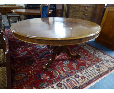 A Victorian Oval Snap Top Table on Scrolled Tripod Support, 152cm long 