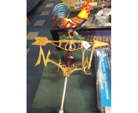 A Cast Metal Weather Vane with Cockerel Motif, Plus VAT