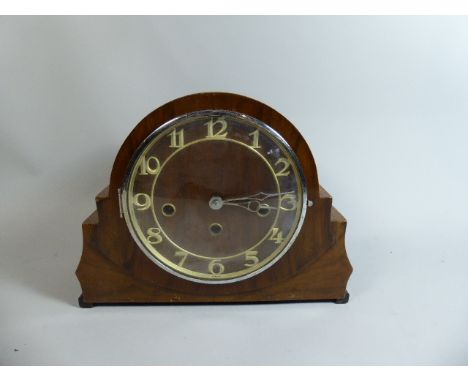 An Art Deco Walnut Westminster Chime Mantle Clock