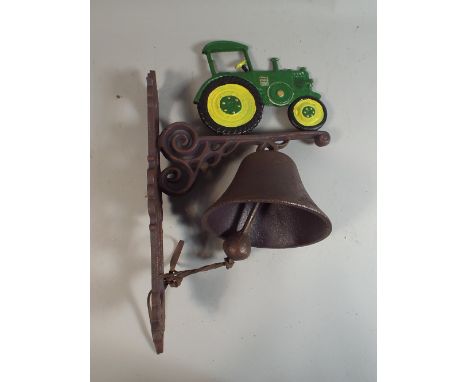 A Wall Hanging Cast Metal Door Bell In the Form of John Deere Tractor, Plus VAT