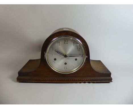 An Edwardian Oak Westminster Chime Mantle Clock 